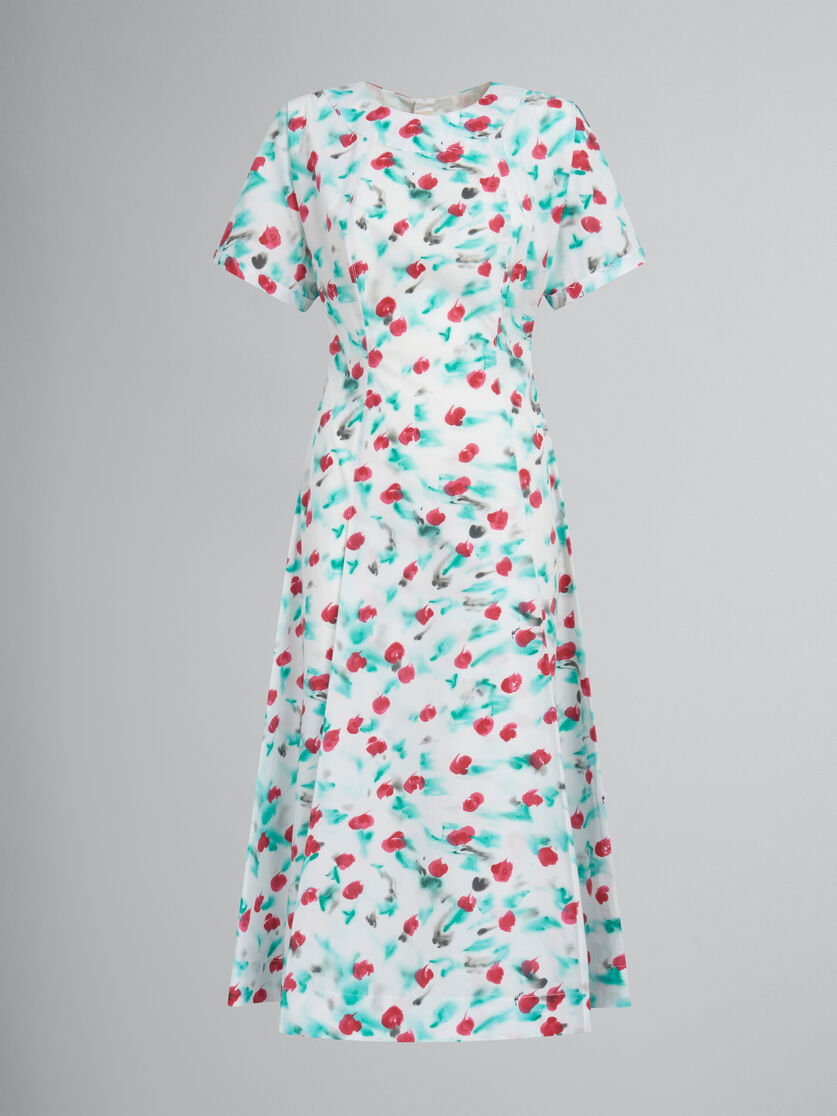 White poplin midi dress with Reverie print - Dresses - Image 1