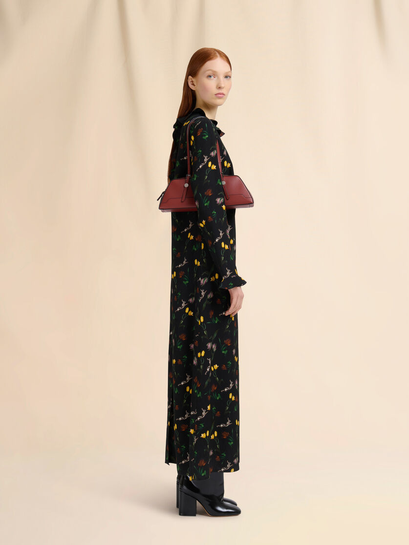 Black envers satin maxi dress with Tulips and Hares print - Dresses - Image 6