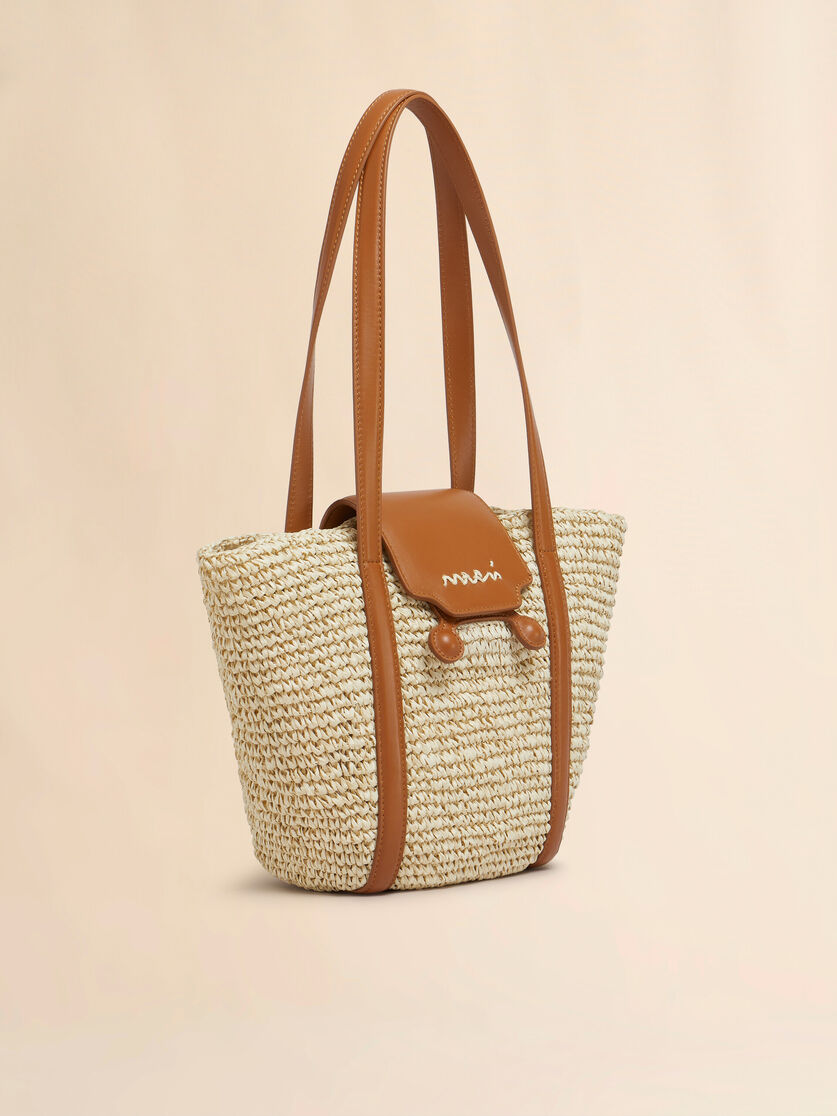 Tote bag da spiaggia Trunkaroo piccola in tessuto effetto rafia nera - Borse shopping - Image 6