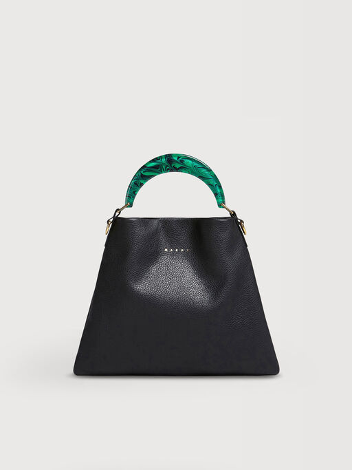 ブラック レザー製Veniceスモールバッグ - ショルダーバッグ