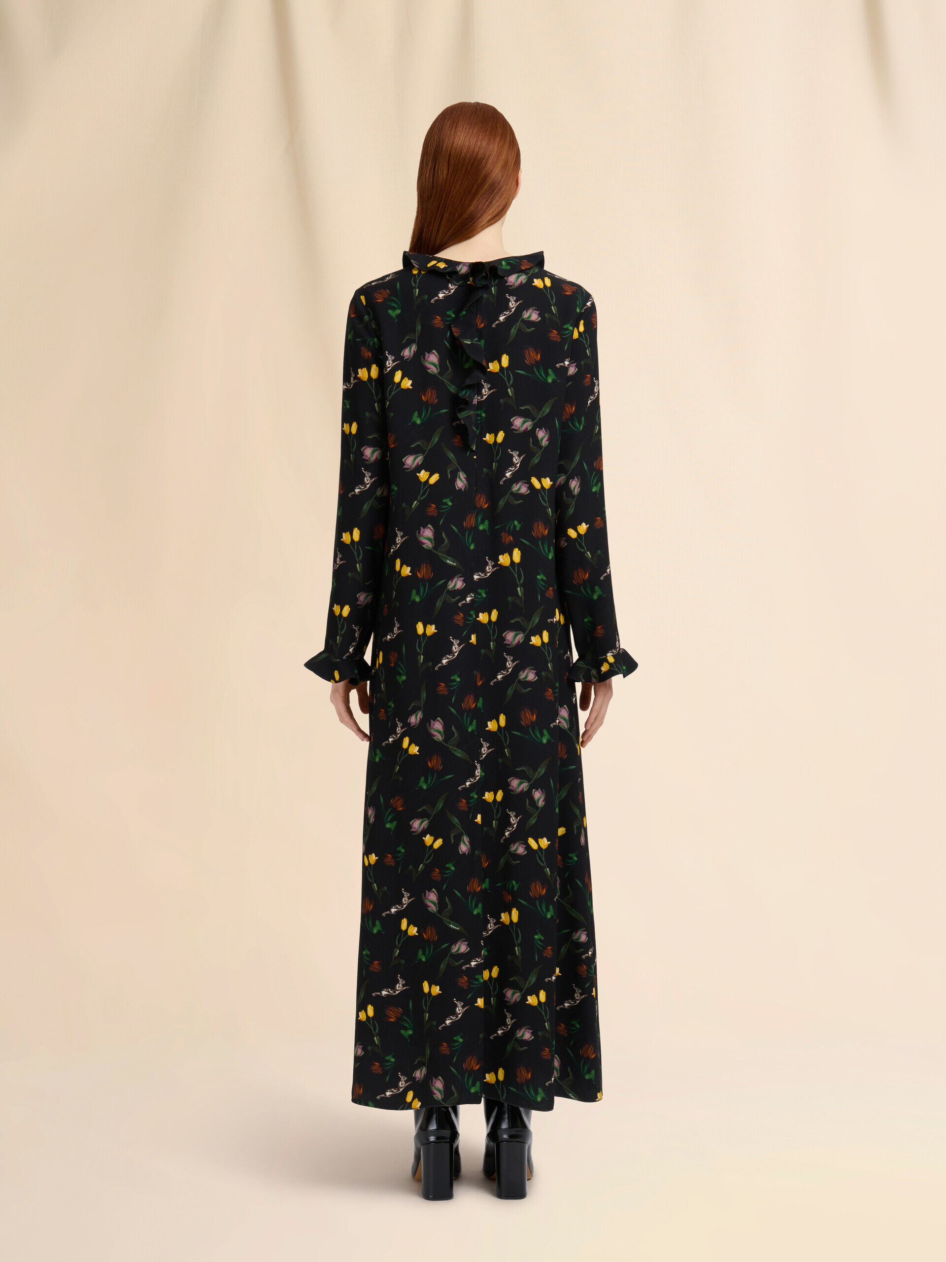 国内発| ERDEM フリルトリム プリーツサテン マキシドレス 残りわずか】sweet plant/シャンブレーサテンロングドレス(M