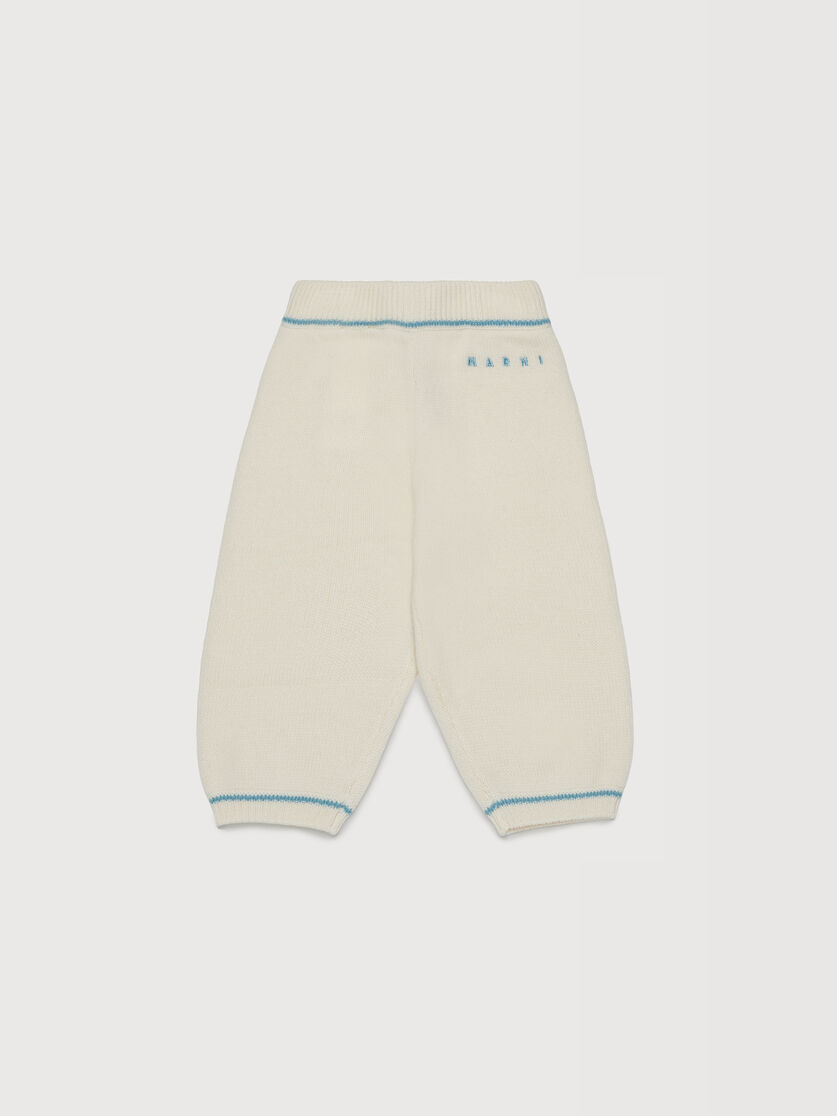 Beige cashmere blend trousers with embroidered Marni logo, Image 1