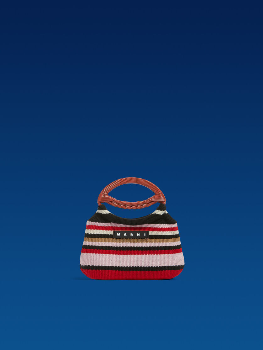 Red Striped Marni Market Mini Boat Bag - Shopping Bags - Image 1