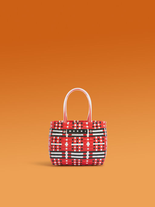 ラズベリー MARNI MARKET CHECK BASKET - ショッピングバッグ