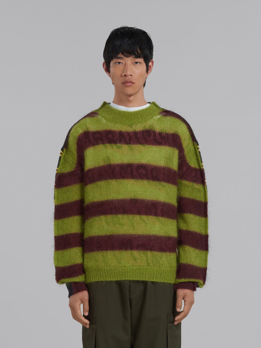 Jersey verde de lana y mohair con rayas mezcladas - jerseys - Image 2
