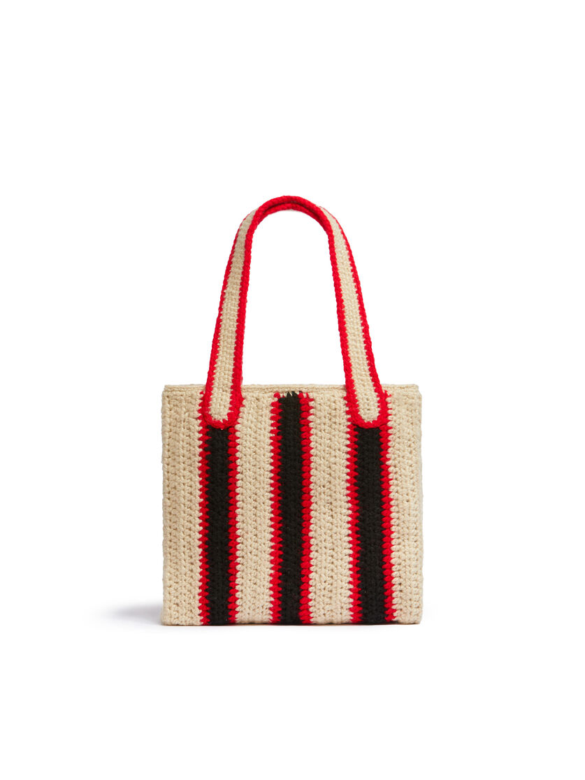MARNI MARKET shopping bag in striped blue and red crochet - Shopping Bags - Image 3