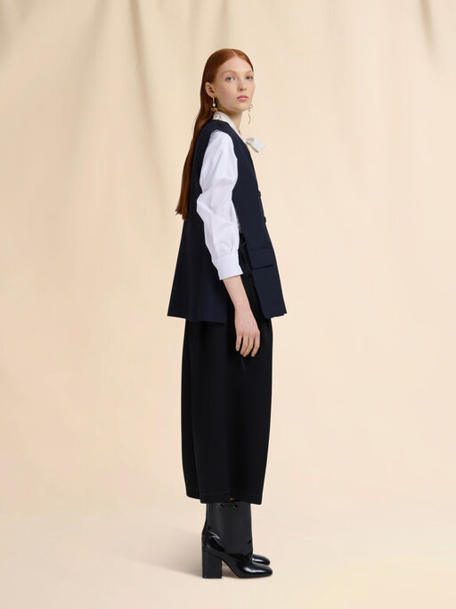 Black Batavia wool low-crotch trousers - Pants
