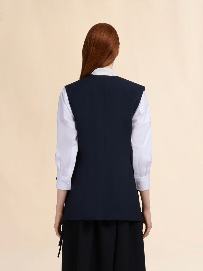 Gilet in lana blu scuro - Gilet - Image 3