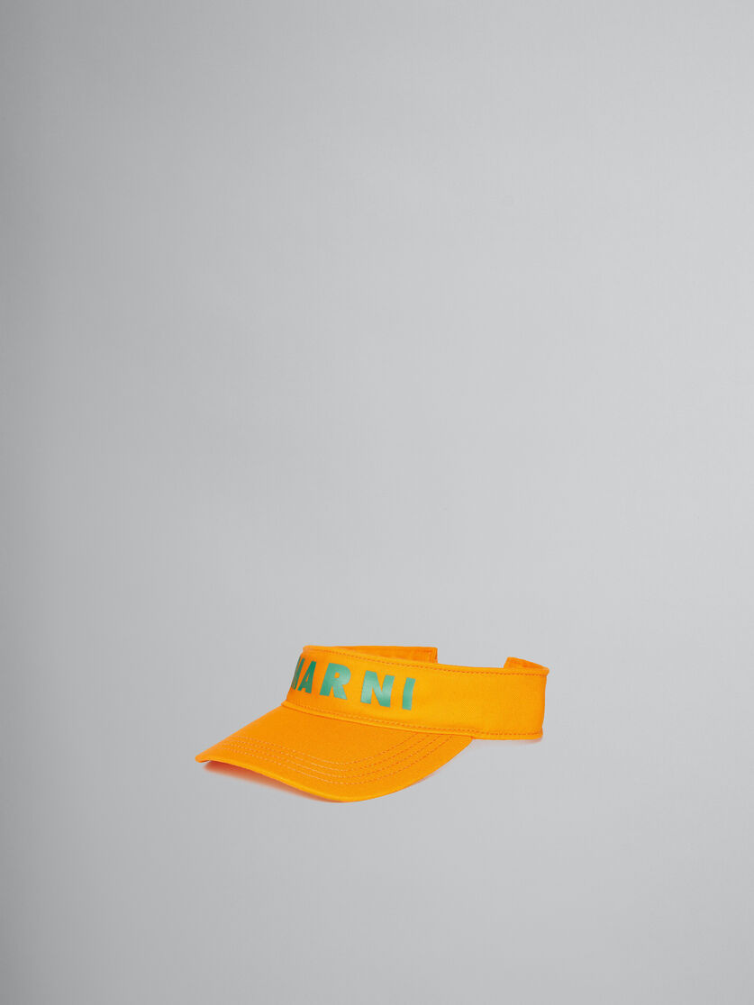 Visiera arancione in gabardina con logo - Cappello - Image 1