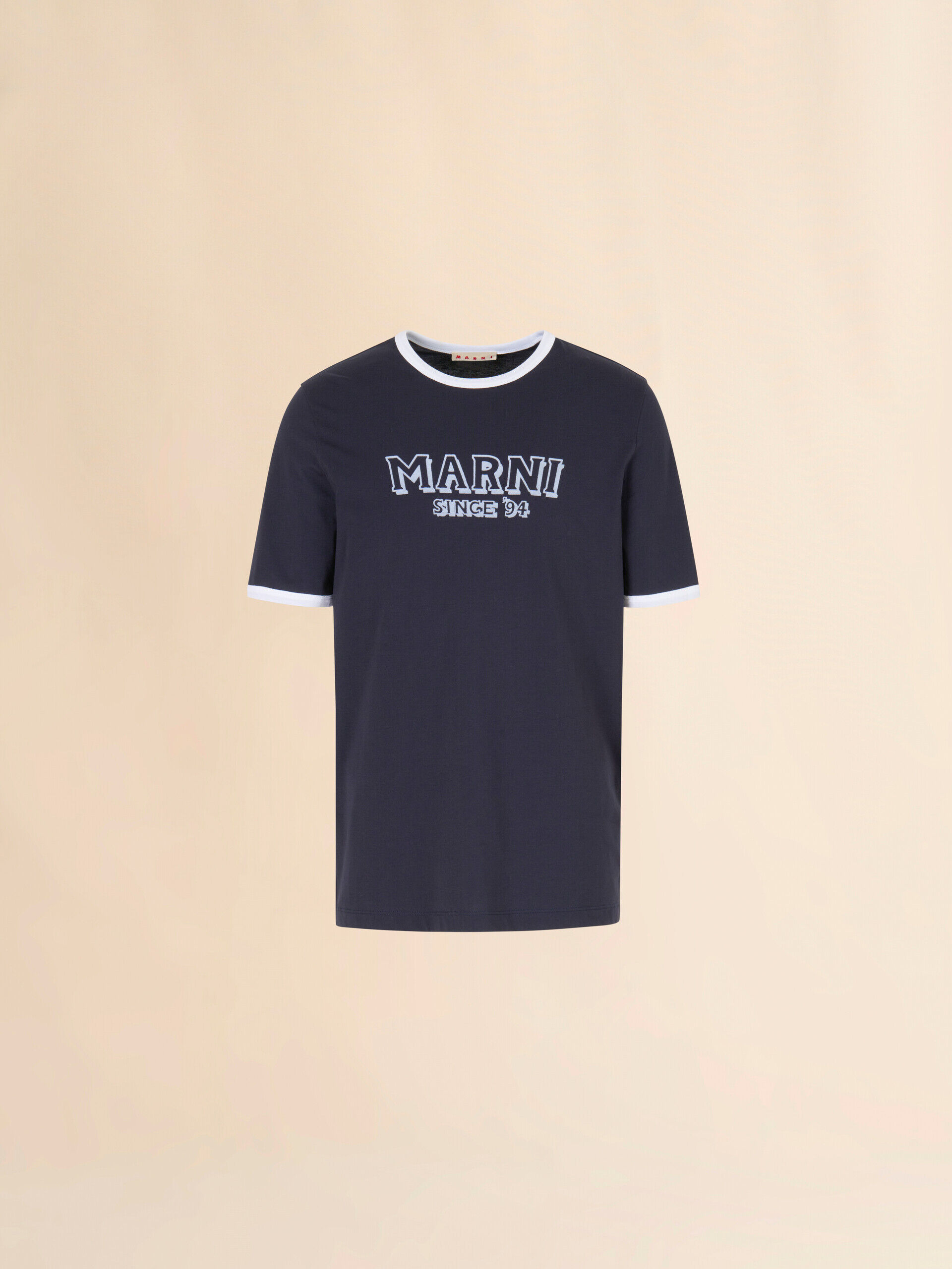 Deep blue cotton T-shirt with contrast trims | Marni