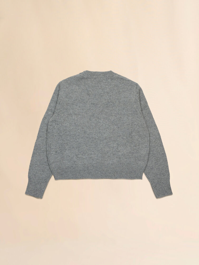 Grey melange wool-nylon jumper with intarsia lady - Knitwear - Image 2