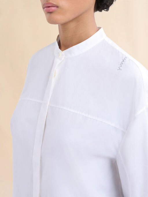 White organic cotton shirt with Mandarin collar and Marni Symbol - Shirts