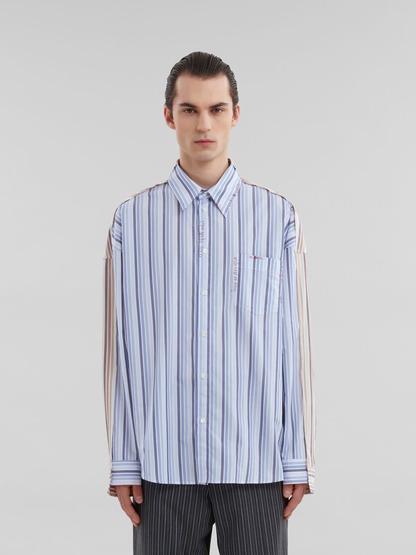 Blue and pink double stripe organic poplin shirt | Marni