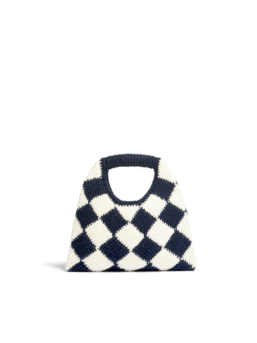 MARNI MARKET DIAMOND Mini-Tasche aus technischer Wolle in Blau und Braun - Shopper - Image 3