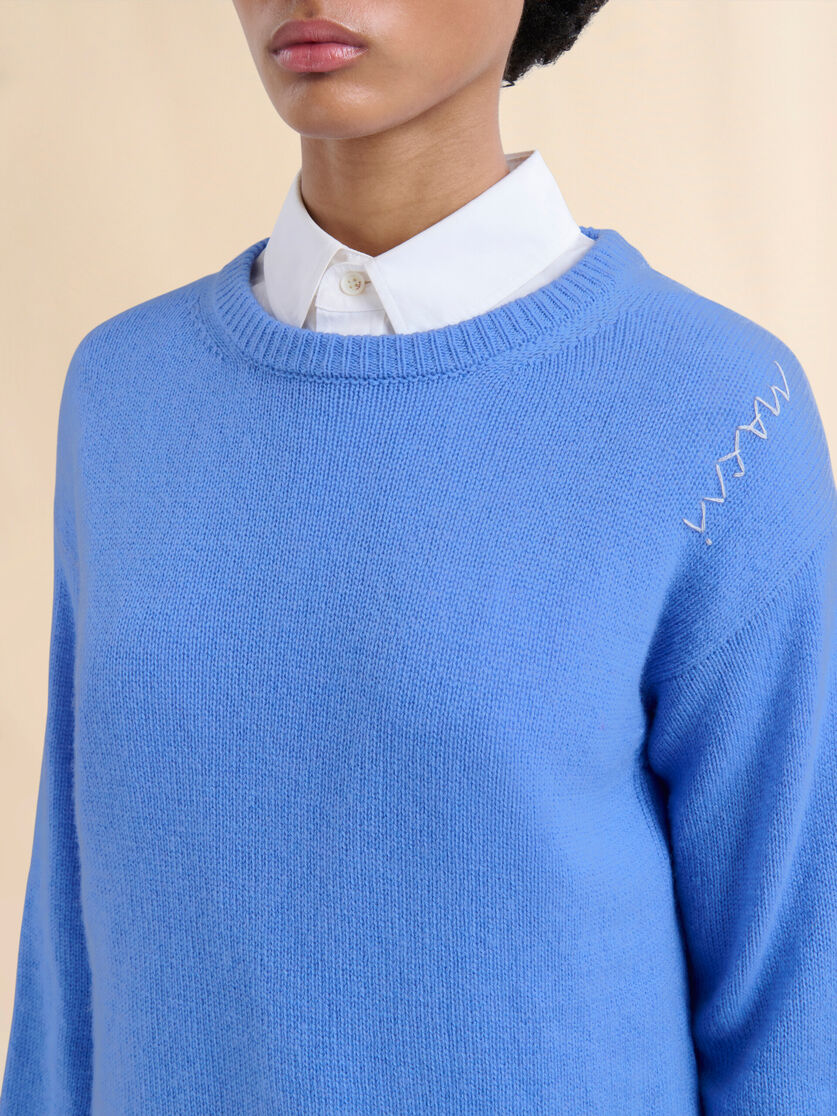 Indigo boxy cashmere jumper with Marni Symbol - Pullovers - Image 4