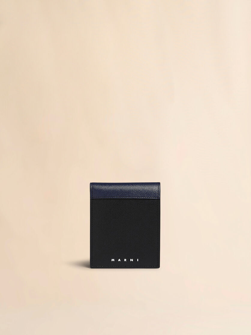 Blue and black saffiano leather bi-fold wallet - Wallets - Image 1
