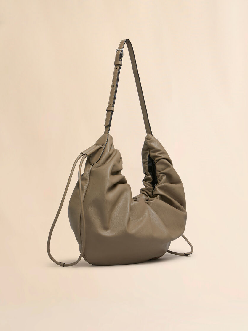 Taupe leather Scrunchie small hobo bag - Shoulder Bags - Image 6