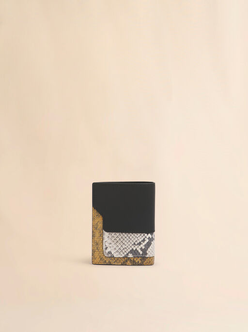 Bifold-Brieftasche aus schwarzem, grauem und braunem Leder - Brieftaschen