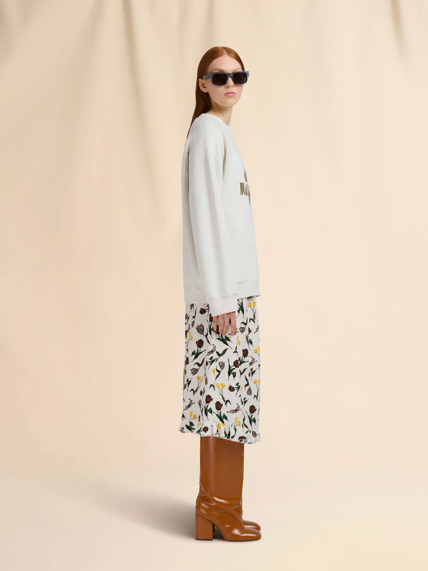 Cream envers satin midi skirt with Tulips and Hares print - Skirts - Image 5