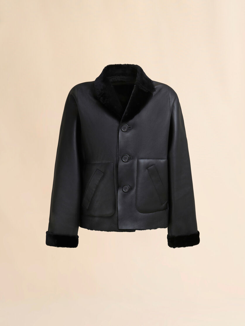 Beige reversible shearling jacket - Jackets - Image 1