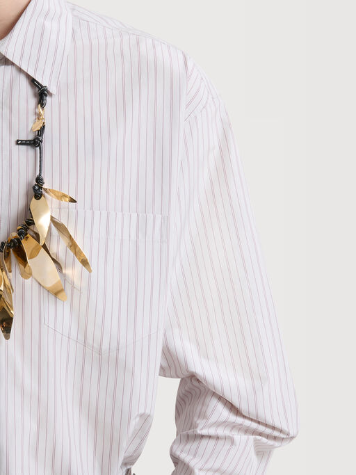 White techno poplin shirt with thin stripe - Shirts