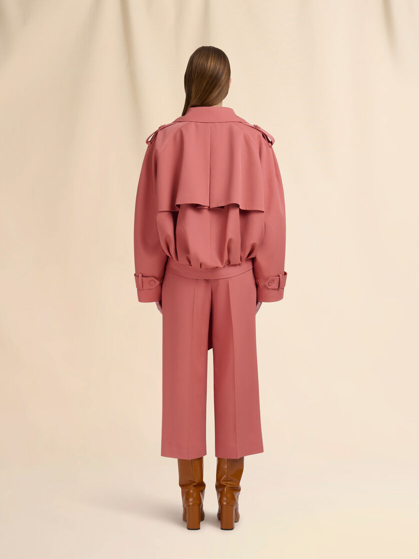 Trench-coat court en laine rose Fresco avec broderie Marni Symbol - Manteaux - Image 3
