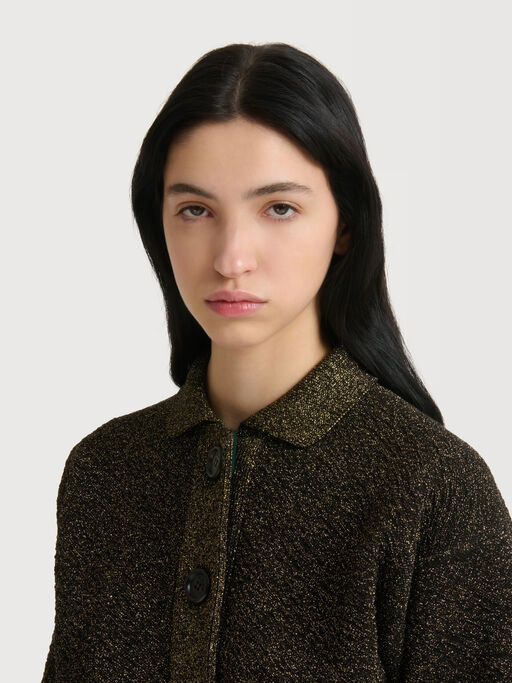 Black wool cardigan with lurex detailing - Pullovers