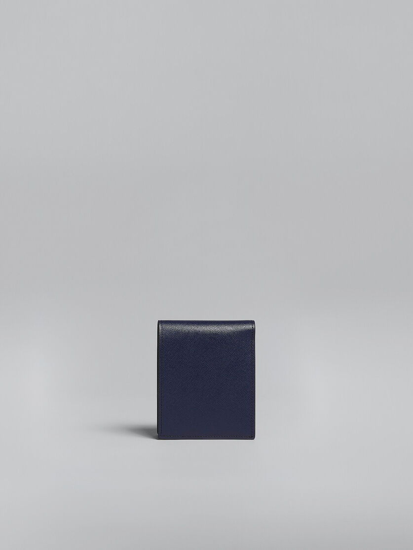 Portafoglio bi-fold in saffiano grigio e blu - Portafogli - Image 3