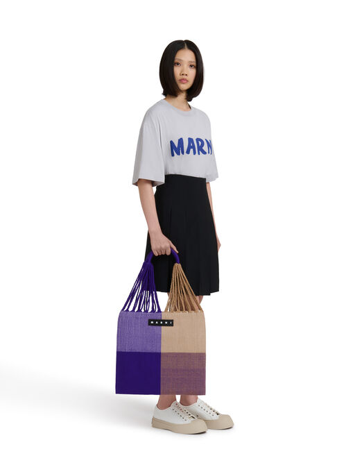 ダークバイオレット MARNI MARKET BIG CHECK HAMMOCK BAG - ハンドバッグ