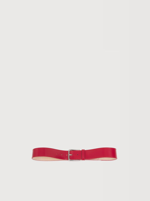 Red leather belt with square buckle - Belts