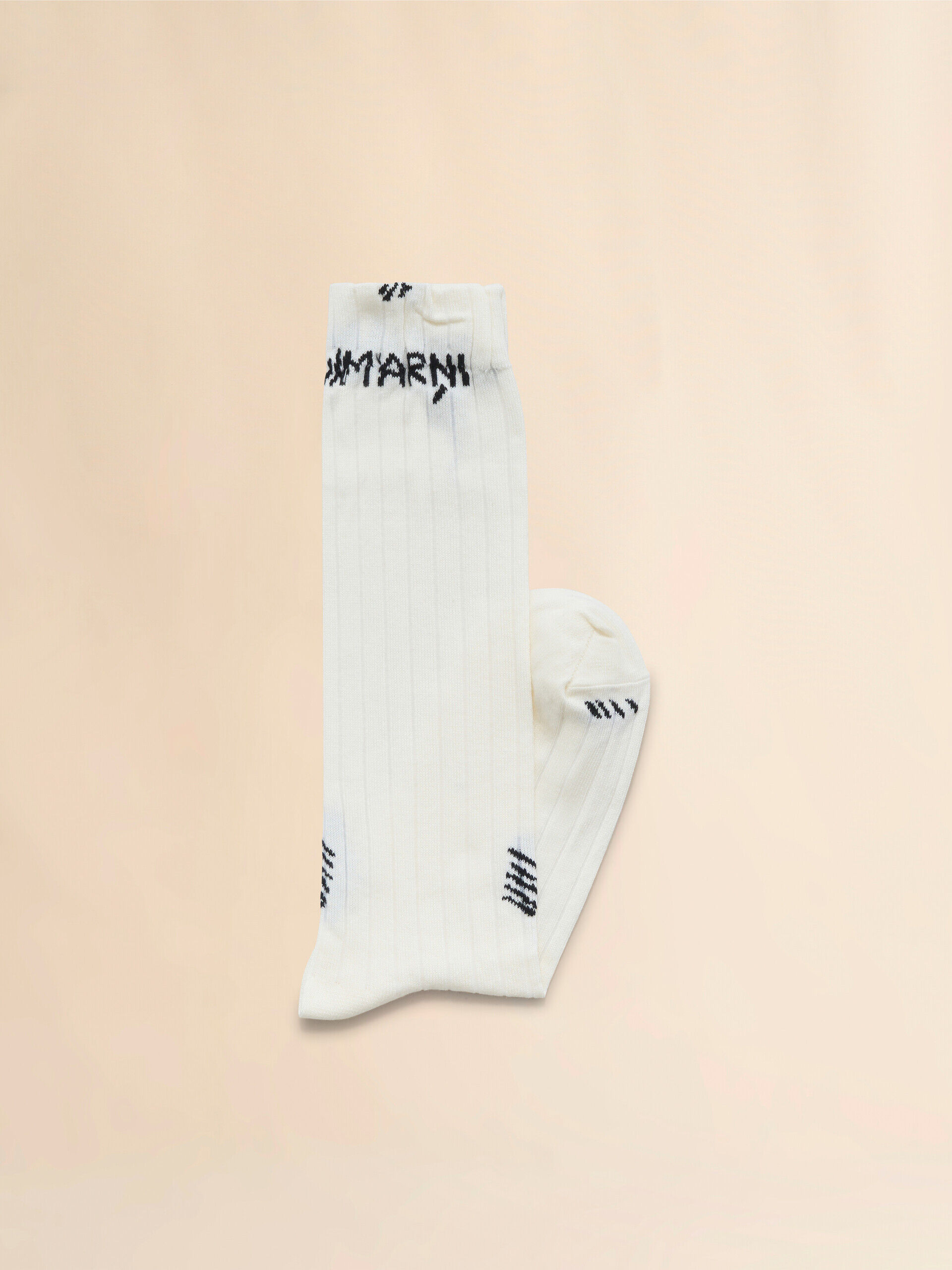 White ribbed cotton socks with Marni Mending | Marni