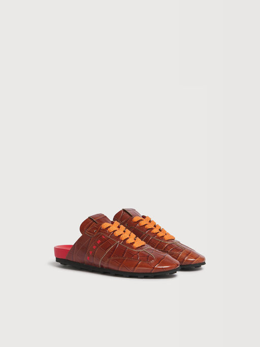 Brown croc-effect leather Softy Soccer slip-on sneaker - Sneakers