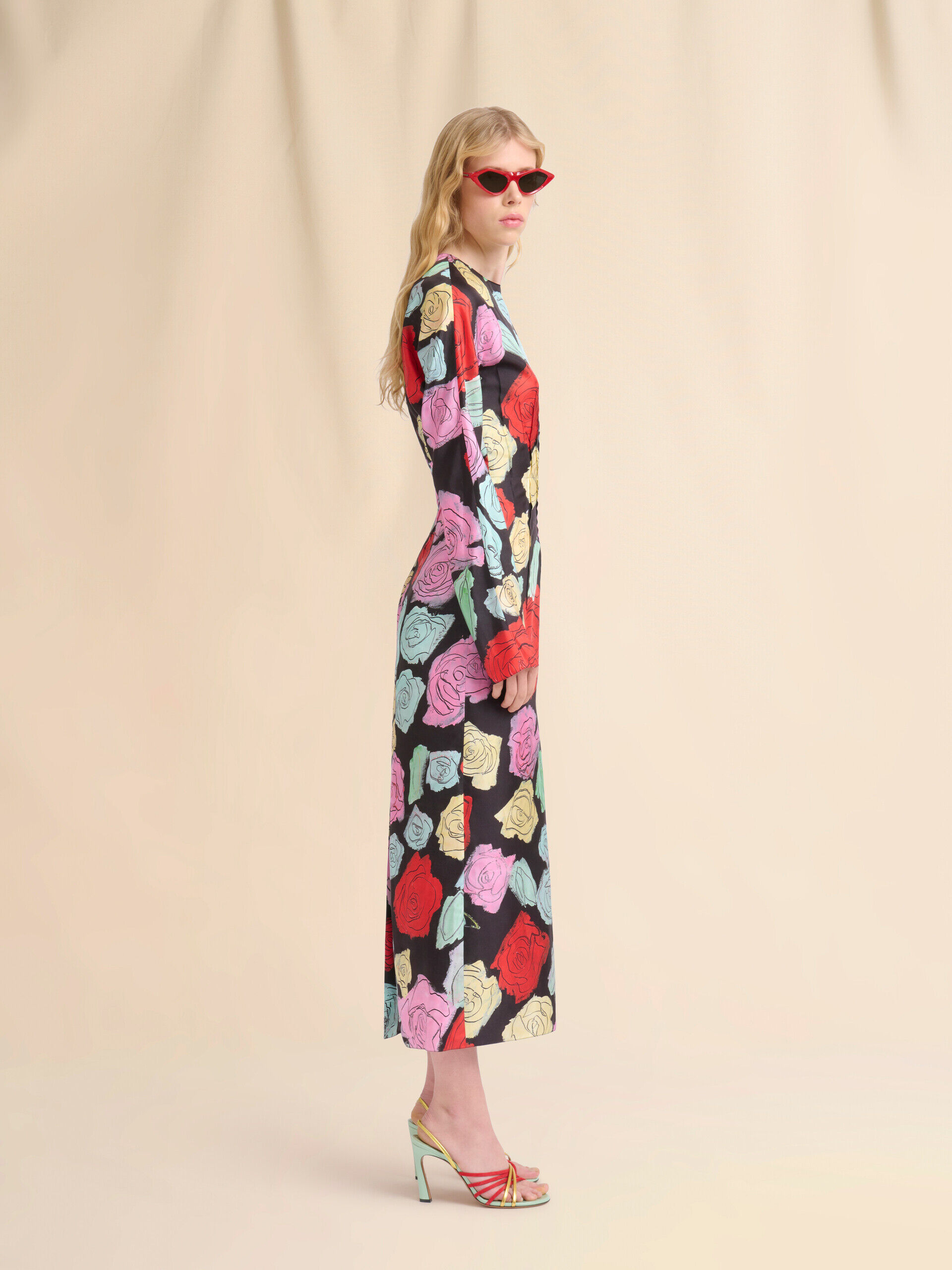 関送込【MARNI】プリントシルクミディドレス Black and white Dilles print silk dress | Marni