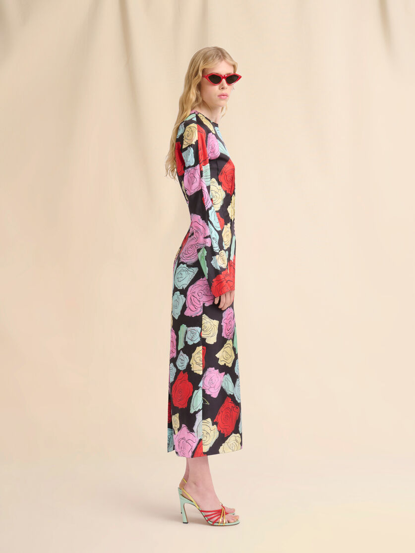 Black silk long-sleeve dress wih Orion print - Dresses - Image 6