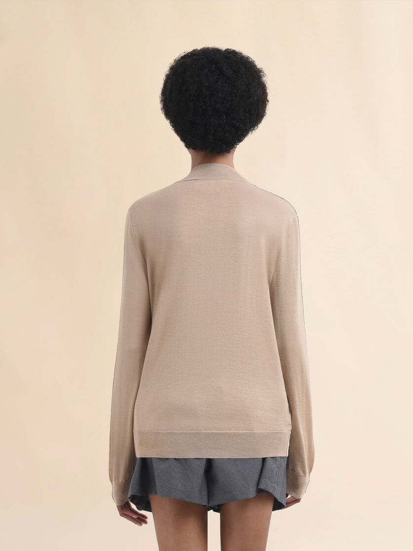 Black crew neck knitted jumper with contrasting back panel - Pullovers - Image 3