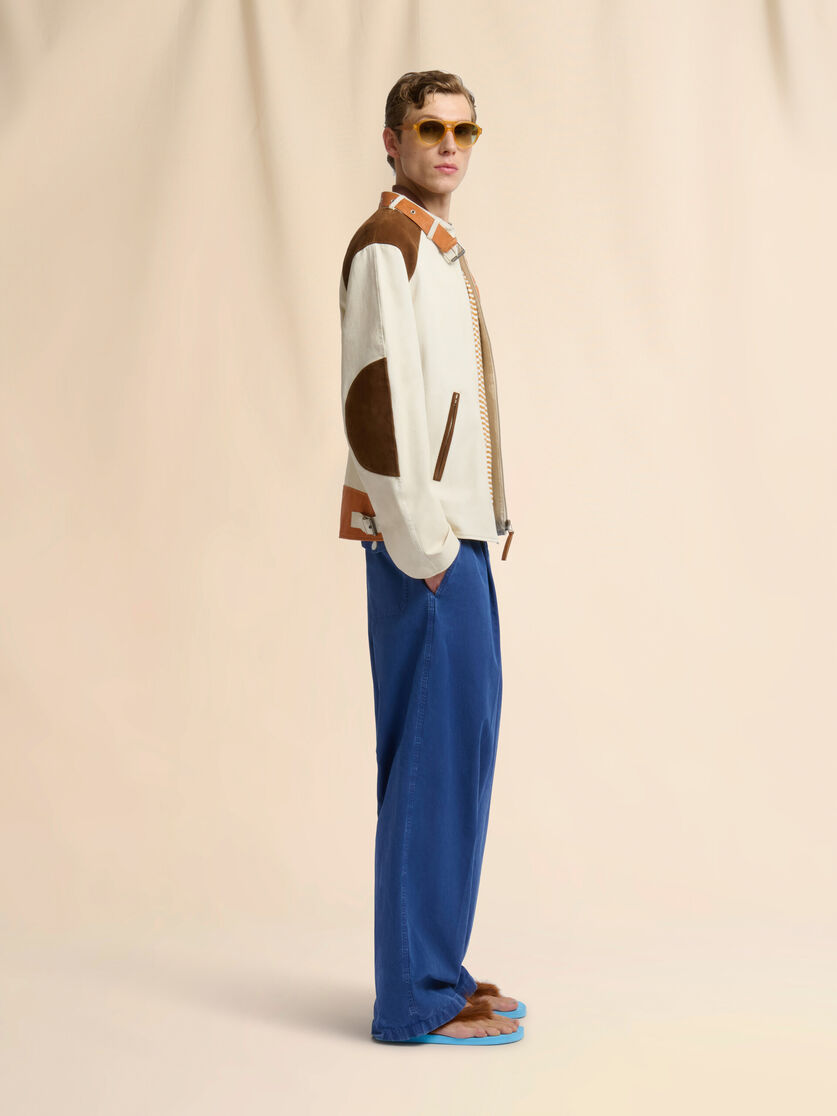 Cream nappa leather jacket with buckle collar, Image 6