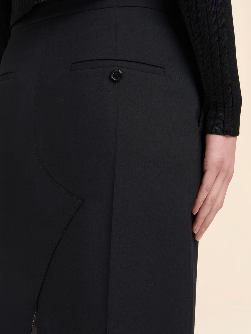 Black wool midi skirt with visible lining - Skirts - Image 4