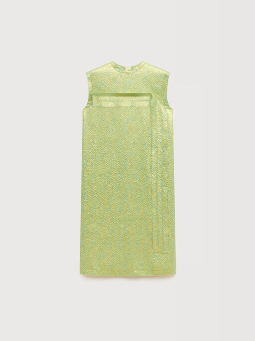 Green silk cloqu&eacute; dress with panel detail - Dresses