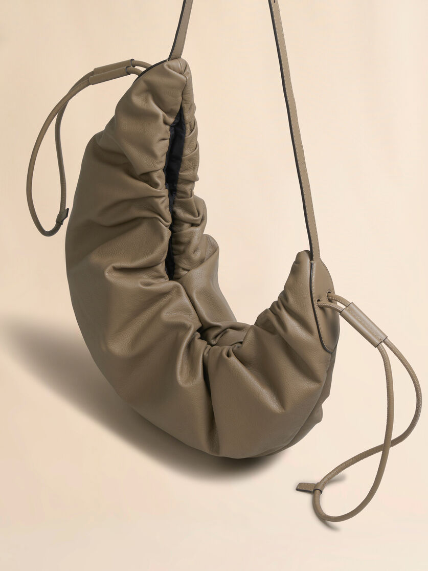 Taupe leather Scrunchie small hobo bag - Shoulder Bags - Image 5