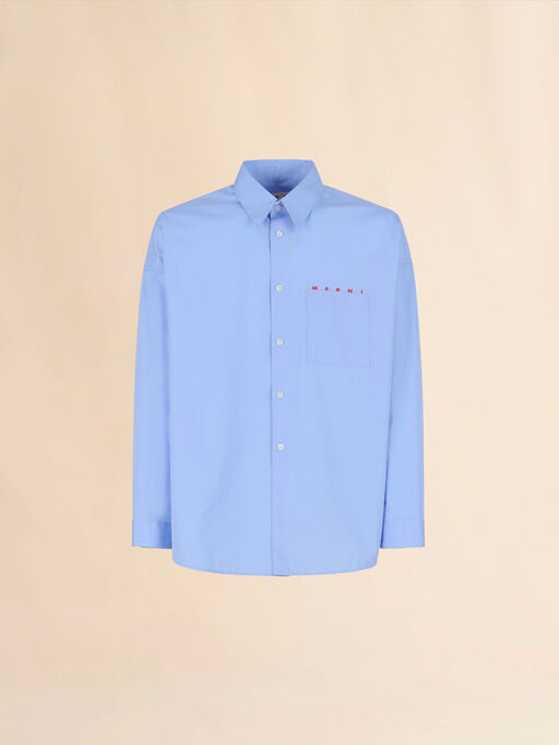 Camicia in popeline biologico azzurro con logo Marni - Camicie