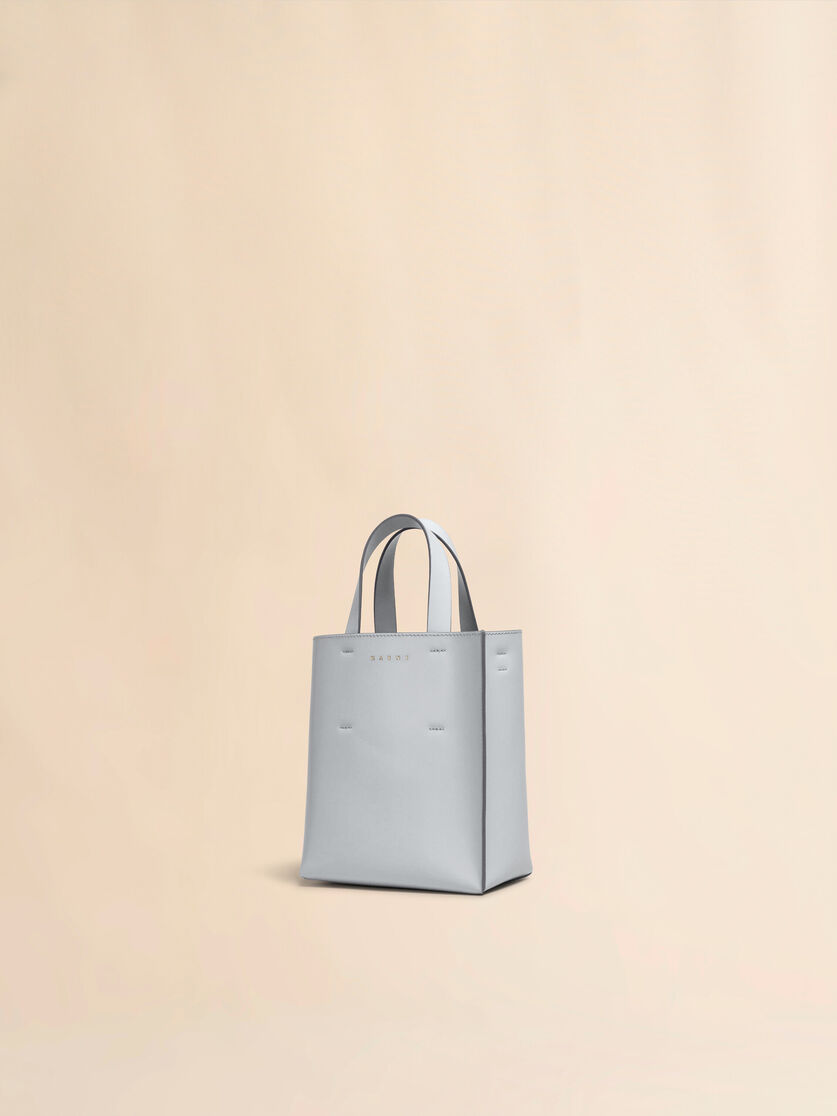 Museo Mini Bag in light blue leather - Shopping Bags - Image 4