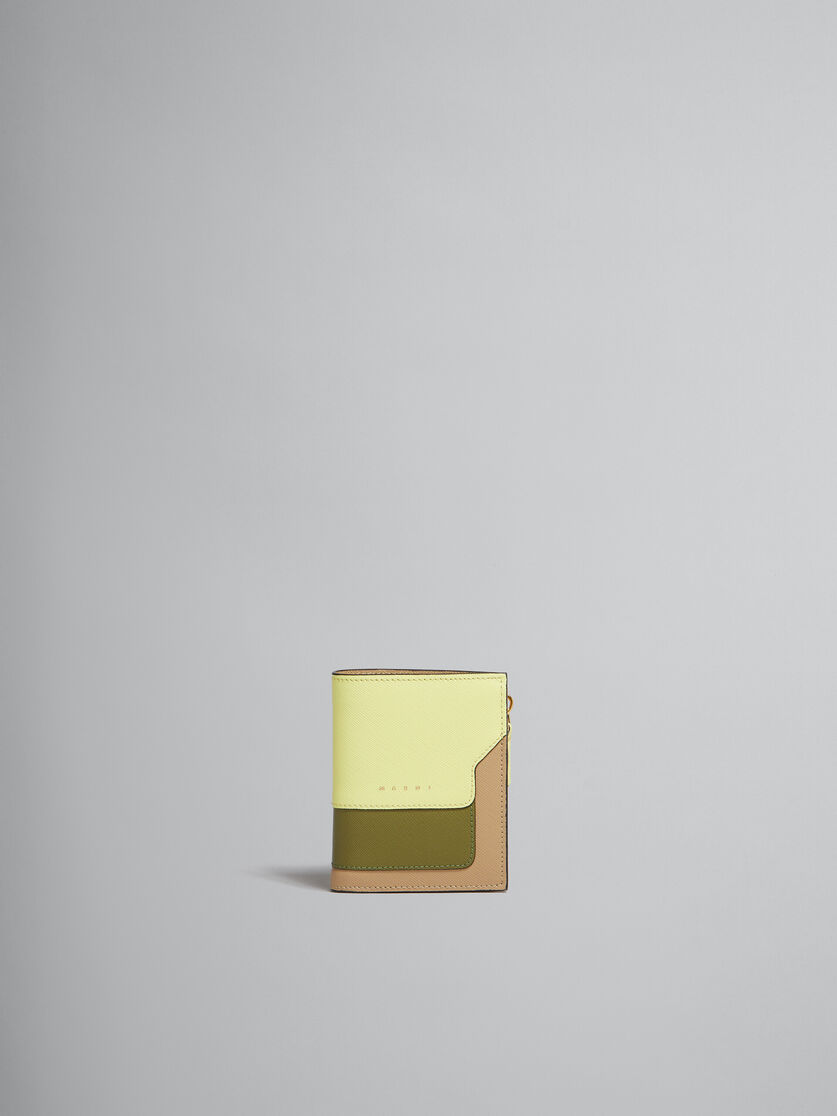オレンジ クリーム ディープブルー サフィアーノレザー製 二つ折りウォレット - 財布 - Image 1