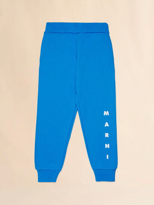 Joggers in cotone blu con stampa Marni - Pantaloni