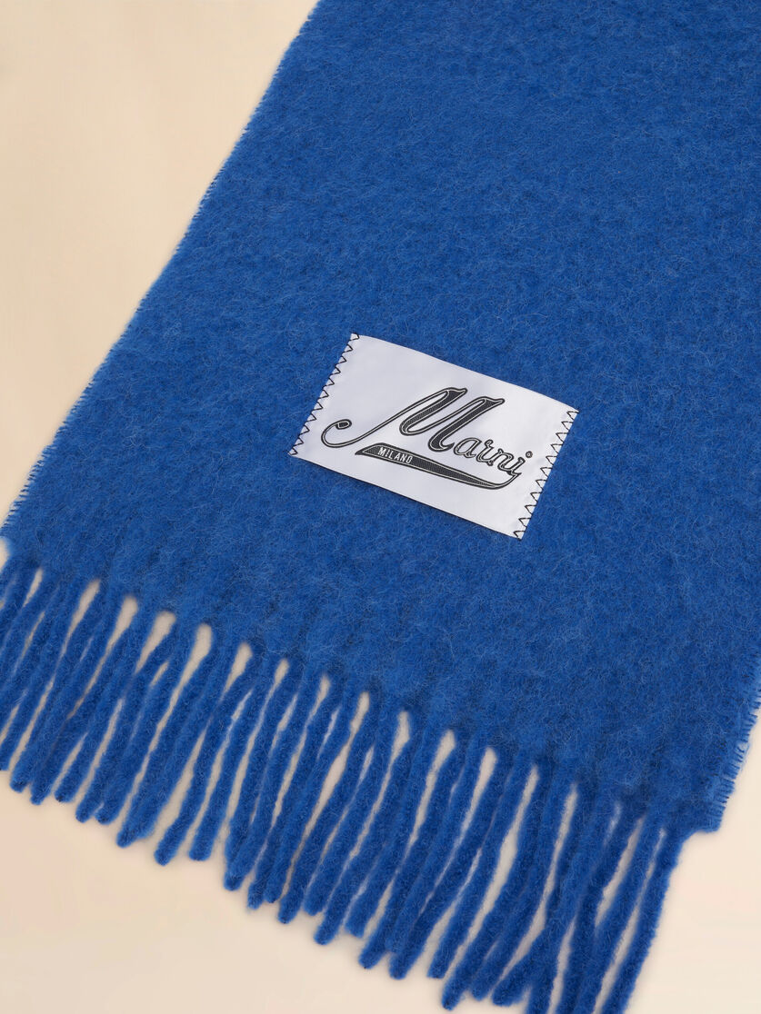 Light blue brushed alpaca scarf with fringes - Scarves - Image 3
