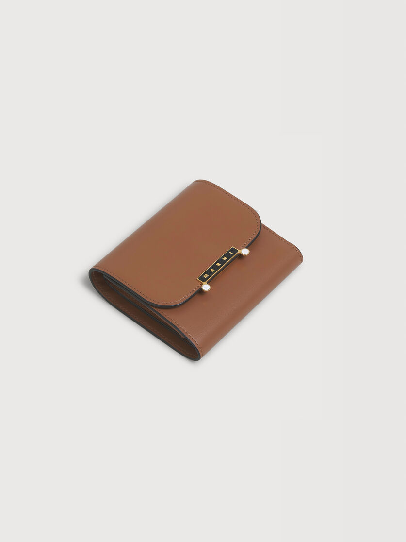 Cartera trifold Envelope de piel marr&oacute;n, Image 5