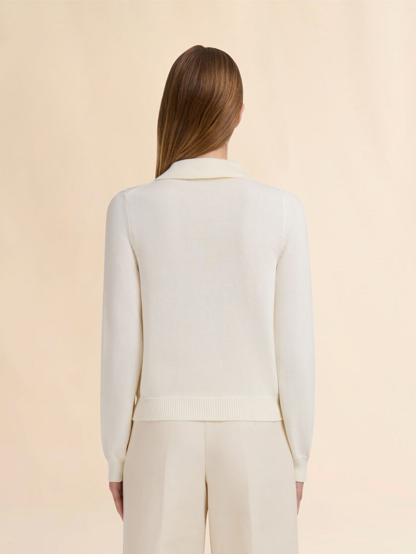 Cream cotton collared cardigan - Pullovers - Image 3