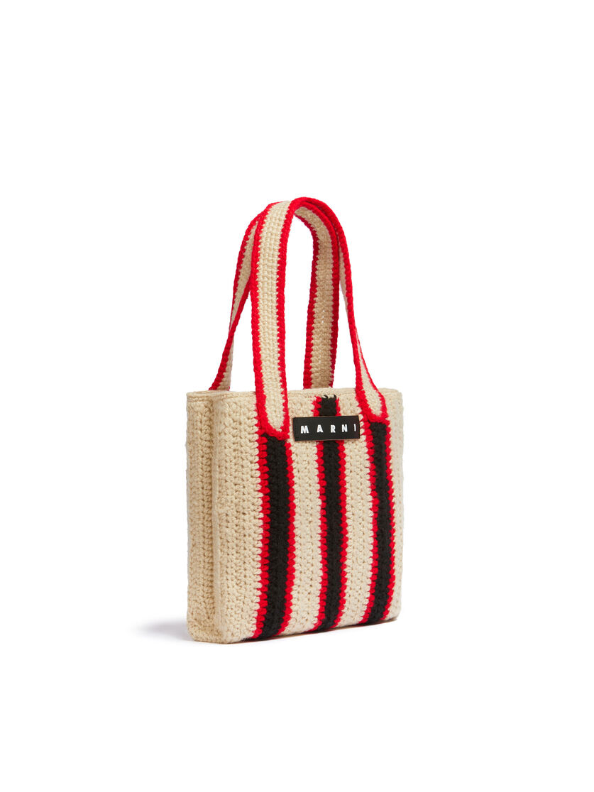 ストライプ ブルー&レッド クロシェ製 MARNI MARKET ショッピングバッグ - ショッピングバッグ - Image 2