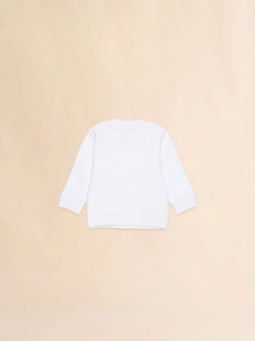 White cotton zipper sweatshirt with Marni print, Image 2