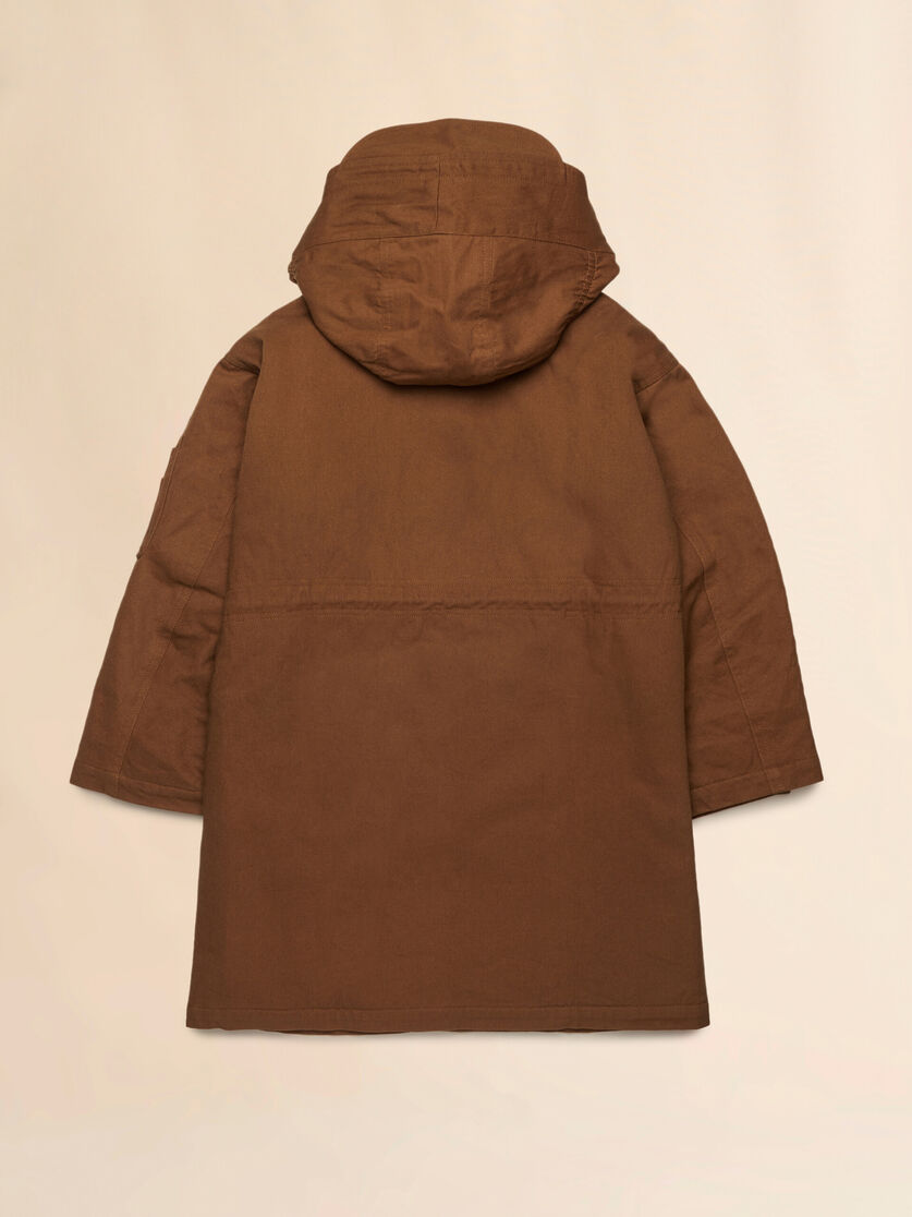 Brown cotton coat with drawstring - Jackets - Image 2