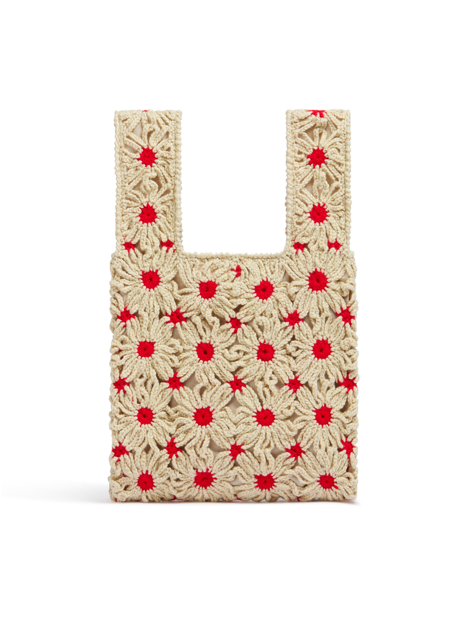 ベージュ レッド クロシェ製 MARNI MARKET FISHバッグ | Marni